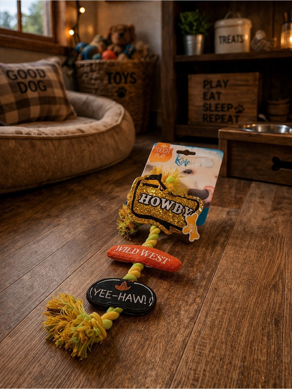 Howdy Wild West Rope Dog Toy - Yellow/Orange/Black